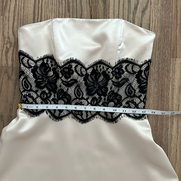 White House Black Market Strapless Ivory & Black Lace Dress - Picture 3 of 10
